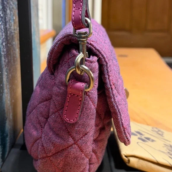 Patricia Nash Quilted Denim Bonny Crossbody in stunning Dark Pink (fusha) NWOT